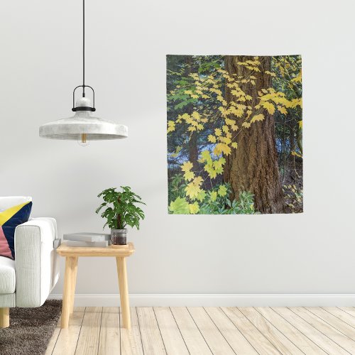 Yellow Maple Leaves and Douglas Fir Photo Tapestry
