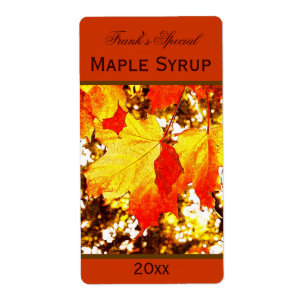 yellow maple leaves maple syrup canning label