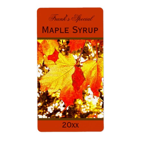 yellow maple leaves maple syrup canning label