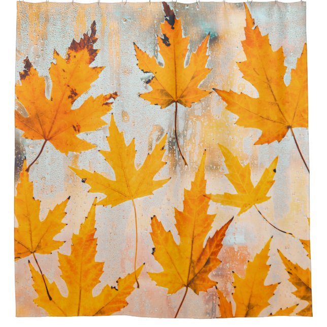 YELLOW MAPLE LEAVES SHOWER CURTAIN (Front)