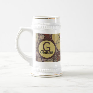 Yellow Marble Family Initial Monogram Keepsake Beer Stein