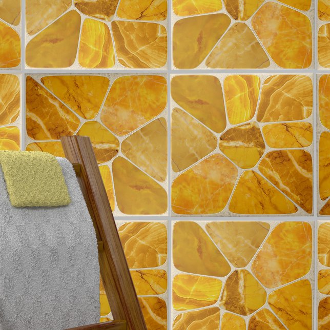 Yellow Marble Mosaic Flower abstract art Ceramic Tile (Creator Uploaded)