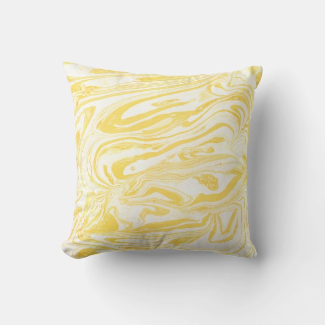Yellow marble texture. Hand drawn Throw Pillow (Front)