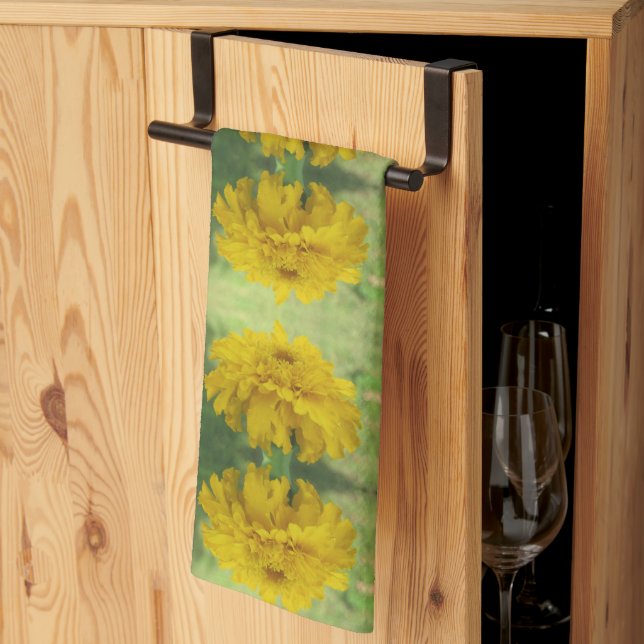 Yellow Marigold Floral Kitchen Towels (Thirds Fold)