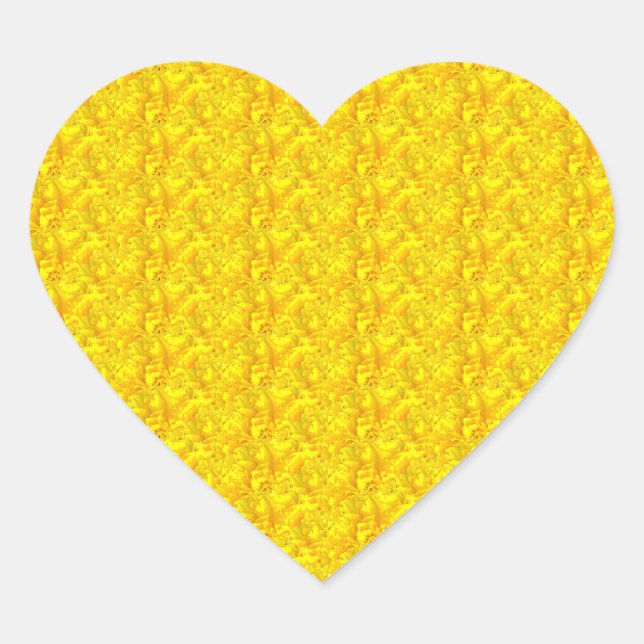 Yellow Marigold Floral Seamless Pattern Heart Sticker (Front)