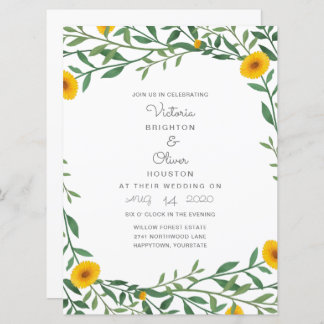 Yellow Marigold Floral Wedding Invitations