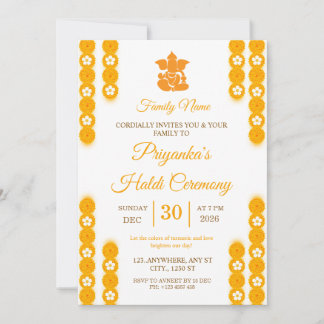Yellow Marigold Haldi Ceremony Invitation