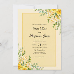 Yellow Marigold Leaf Wedding Invitation
