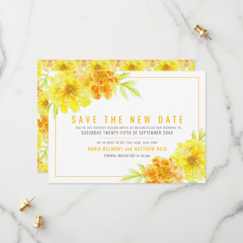 Yellow marigold save the new date wedding save the save the date