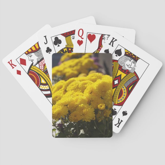 Yellow marigolds bask in sunlight poker cards (Back)