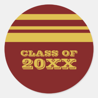 Yellow/Maroon Bold Stripes Graduation Stickers