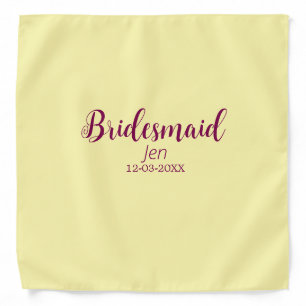 Yellow maroon bridesmaid name date stylish bride t bandana