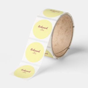 Yellow maroon bridesmaid name date stylish bride t classic round sticker