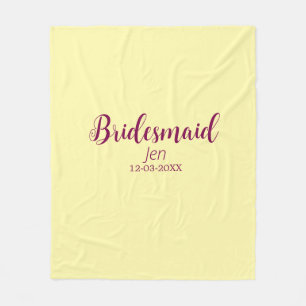 Yellow maroon bridesmaid name date stylish bride t fleece blanket