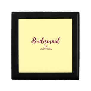 Yellow maroon bridesmaid name date stylish bride t gift box