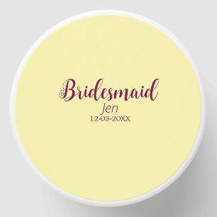 Yellow maroon bridesmaid name date stylish bride t mini candle favors