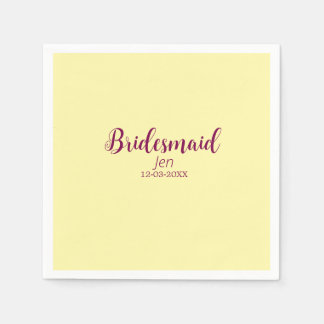 Yellow maroon bridesmaid name date stylish bride t napkins