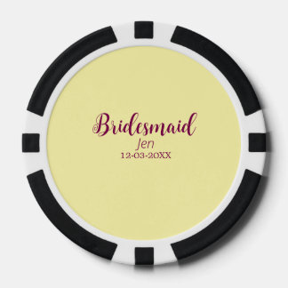 Yellow maroon bridesmaid name date stylish bride t poker chips