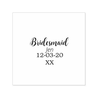 Yellow maroon bridesmaid name date stylish bride t self-inking stamp