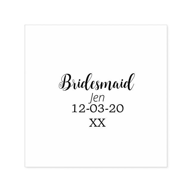 Yellow maroon bridesmaid name date stylish bride t self-inking stamp (Design)