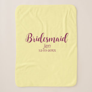 Yellow maroon bridesmaid name date stylish bride t sherpa blanket