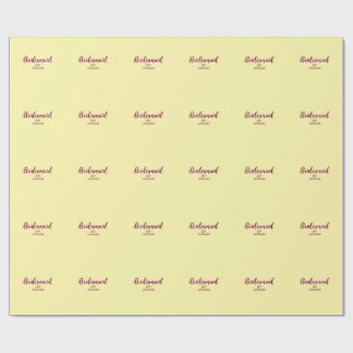 Yellow maroon bridesmaid name date stylish bride t wrapping paper