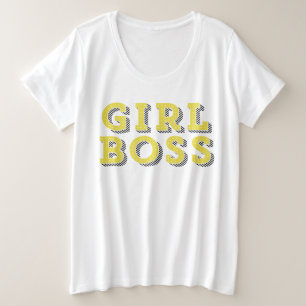 Yellow Marquee Typography Girl Boss Statement Plus Size T-Shirt