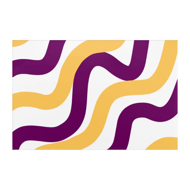 Yellow marron red curvy lines wavy pattern design  acrylic print (Front)
