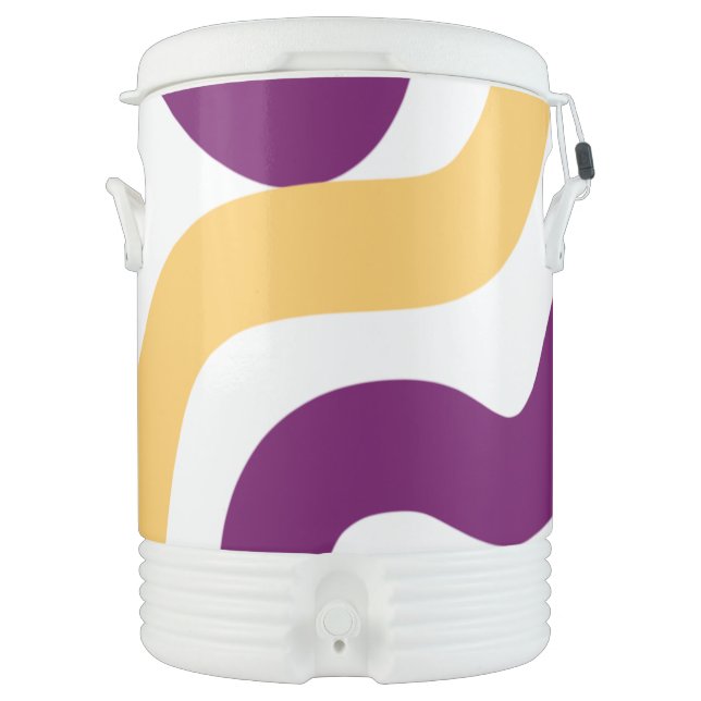 Yellow marron red curvy lines wavy pattern design  beverage cooler (Front)