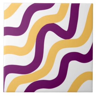Yellow marron red curvy lines wavy pattern design ceramic tile