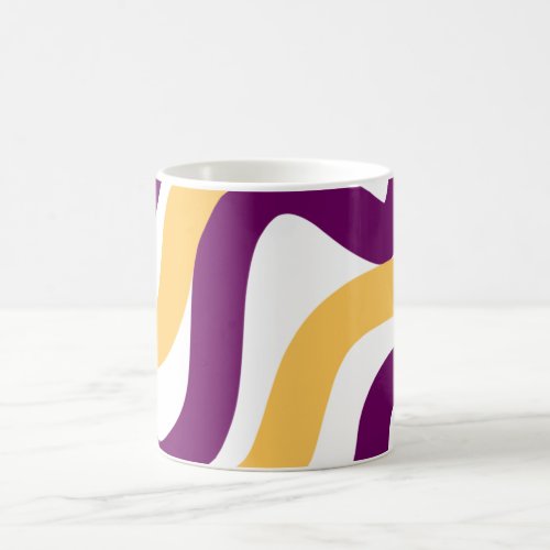 Yellow marron red curvy lines wavy pattern design  coffee mug