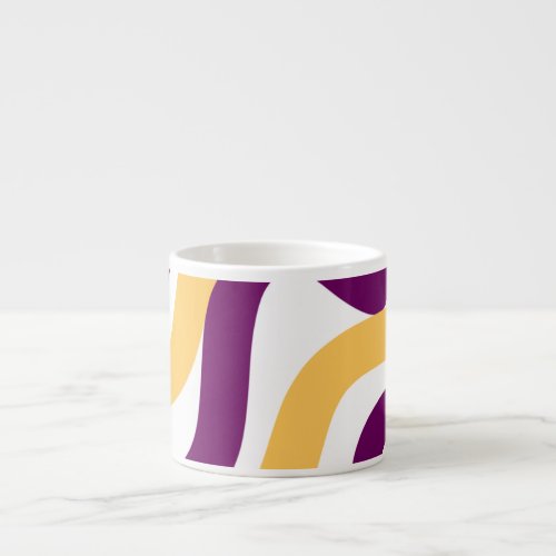 Yellow marron red curvy lines wavy pattern design  espresso cup