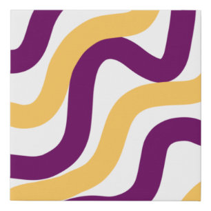 Yellow marron red curvy lines wavy pattern design faux canvas print