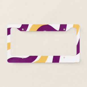 Yellow marron red curvy lines wavy pattern design license plate frame