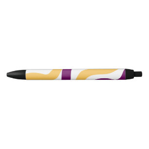 Yellow marron red curvy lines wavy pattern design  pen
