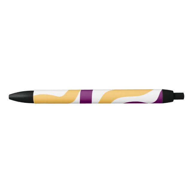 Yellow marron red curvy lines wavy pattern design  pen (Front)