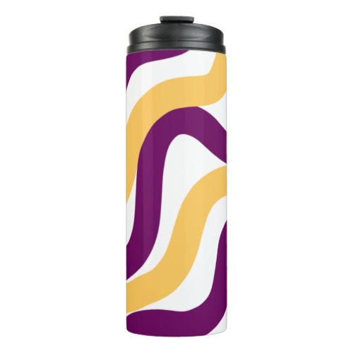 Yellow marron red curvy lines wavy pattern design  thermal tumbler