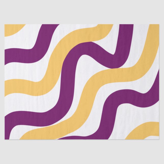 Yellow marron red curvy lines wavy pattern design  tissue paper (Front)