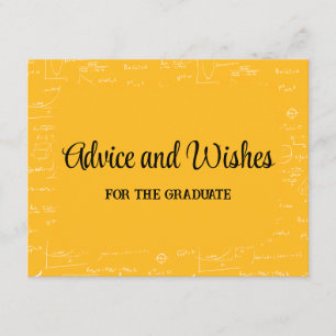 Yellow Math Graduation Party Advice for Graduate Enclosure Card