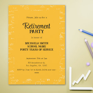 Yellow Math Teacher Retirement Party Invitation