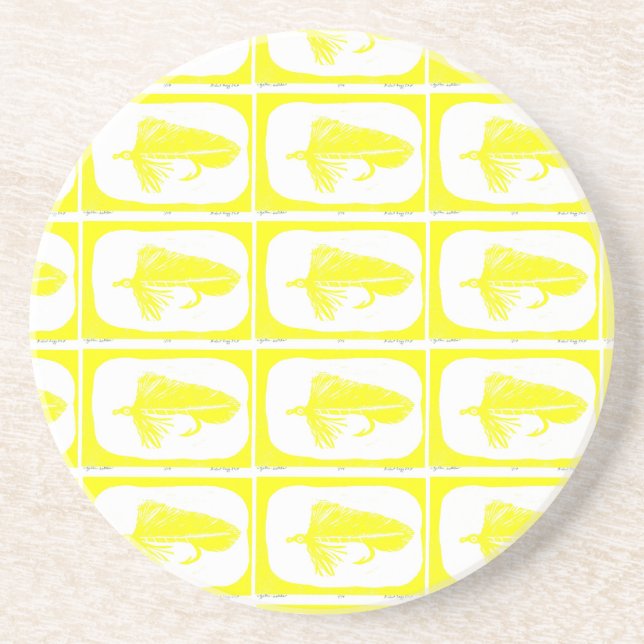 "Yellow Matuka" Streamer Fly Pattern Coaster. Drink Coaster (Front)