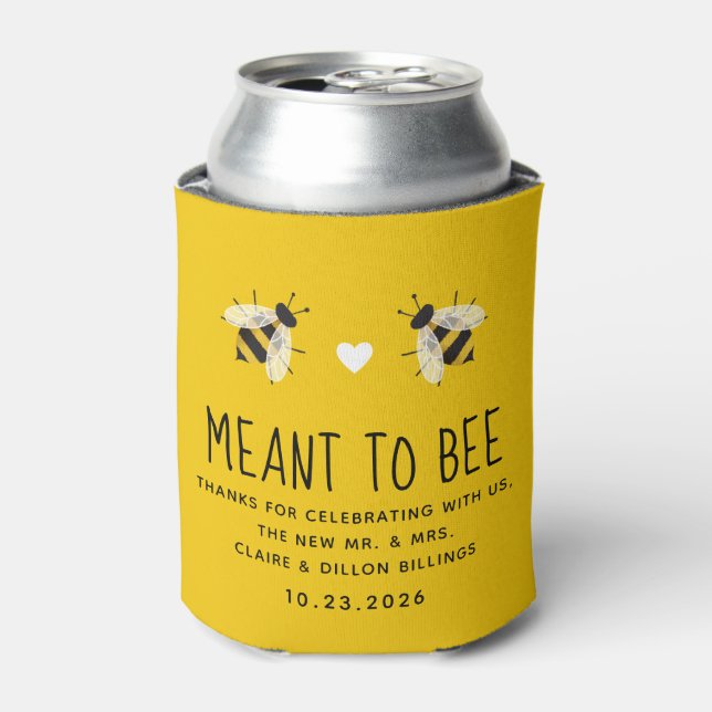 Yellow Meant to Bee Wedding Can Cooler (Can Front)