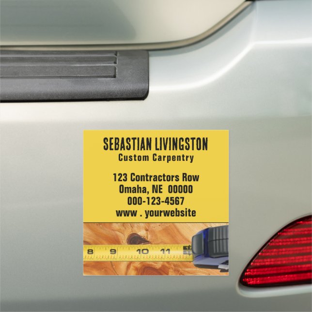Yellow Measuring Tape Carpentry Professional   Car Magnet (In Situ)