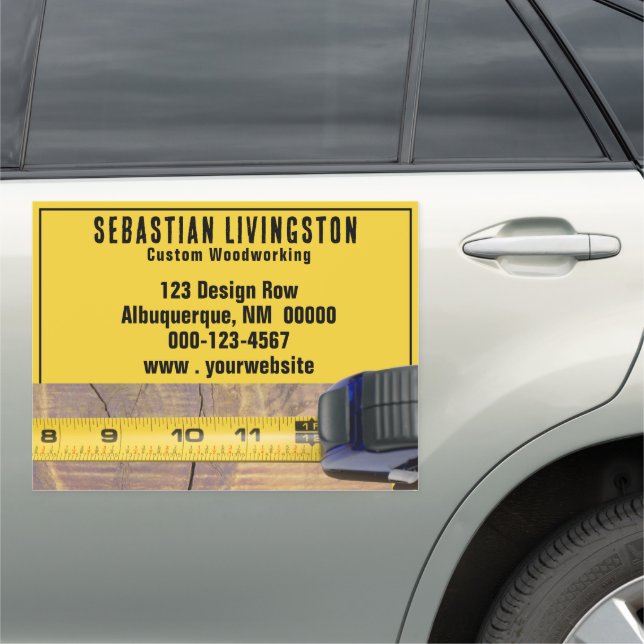 Yellow Measuring Tape Woodworking Profession Car Magnet (In Situ)