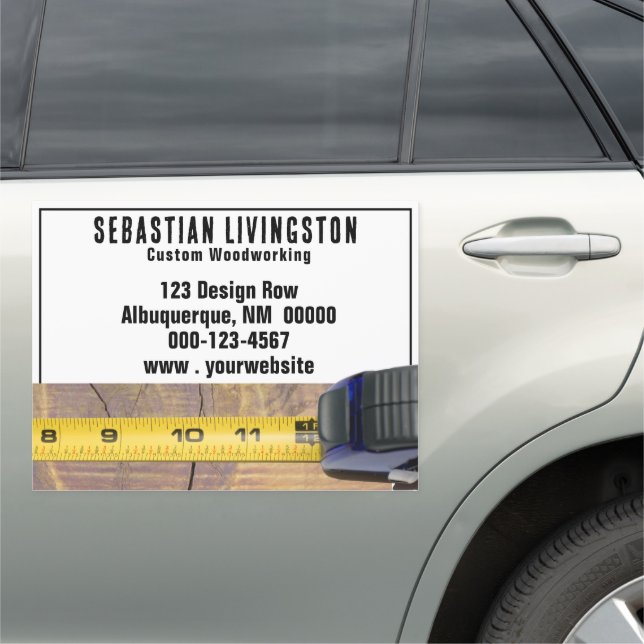 Yellow Measuring Tape Woodworking Profession  Car Magnet (In Situ)