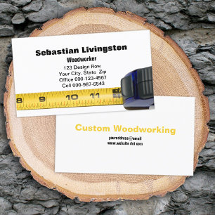 Yellow Measuring Tape Woodworking Professional Business Card