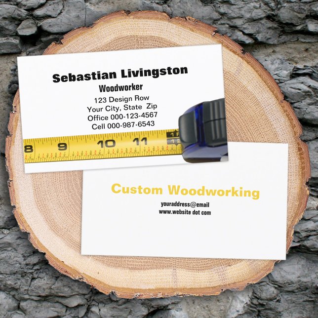 Yellow Measuring Tape Woodworking Professional Business Card (Creator Uploaded)
