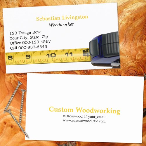 Yellow Measuring Tape Woodworking Professional Business Card