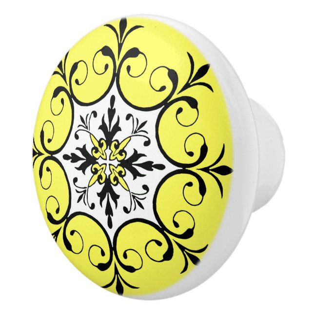 Yellow medallion ceramic knob (Right)