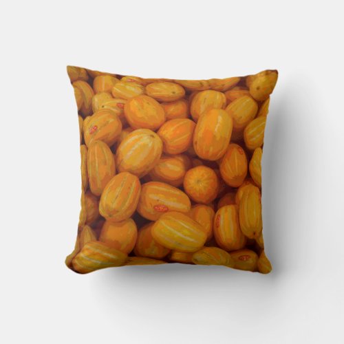 Yellow Melons in a Posterised Print Throw Pillow